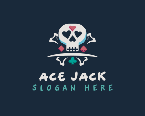 Blackjack - Cartoon Skull Casino logo design