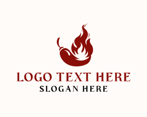 Spicy Food - Flame Chili Pepper logo design
