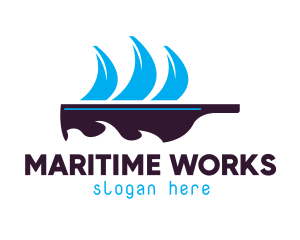 Bottle Ship Sail logo design