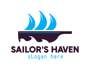 Bottle Ship Sail logo design