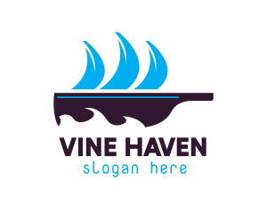 Bottle Ship Sail logo design