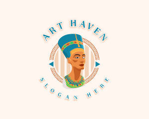 Museum - Queen Nefertiti Statue logo design