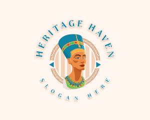 Historical - Queen Nefertiti Statue logo design