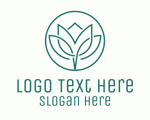 Rose - Green Tulip Monoline Badge logo design