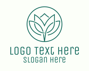 Flower Shop - Green Tulip Monoline Badge logo design