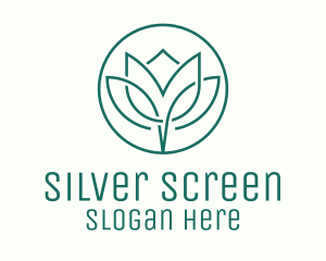 Green Tulip Monoline Badge Logo