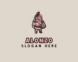 Gladiator Pig Warrior  logo design