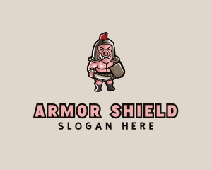 Gladiator Pig Warrior  logo design