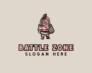 Combat - Gladiator Pig Warrior logo design