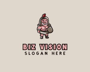 Gladiator Pig Warrior  logo design