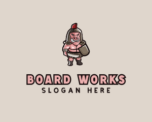 Board - Gladiator Pig Warrior logo design