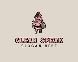 Gladiator Pig Warrior  logo design