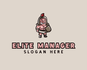 Gladiator Pig Warrior  logo design