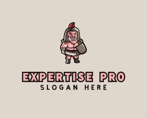 Gladiator Pig Warrior  logo design