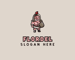 Gladiator Pig Warrior  logo design