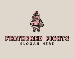 Gladiator Pig Warrior  logo design