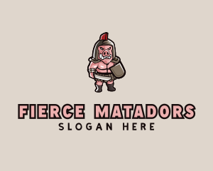 Gladiator Pig Warrior  logo design