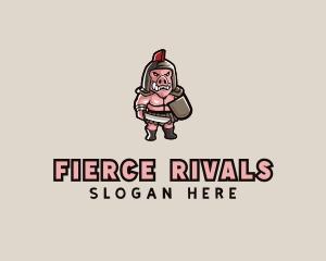 Gladiator Pig Warrior  logo design