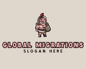 Gladiator Pig Warrior  logo design