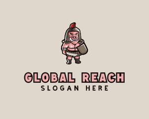 Gladiator Pig Warrior  logo design