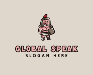 Gladiator Pig Warrior  logo design