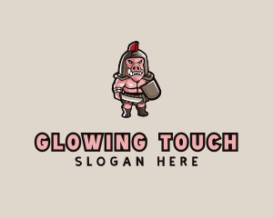 Gladiator Pig Warrior  logo design