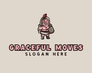 Gladiator Pig Warrior  logo design