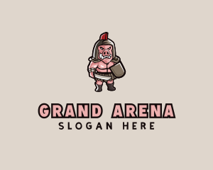 Gladiator Pig Warrior  logo design