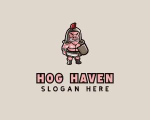 Hog - Gladiator Pig Warrior logo design