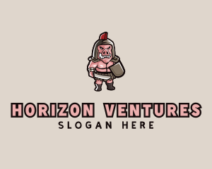 Gladiator Pig Warrior  logo design