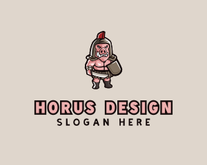 Gladiator Pig Warrior  logo design