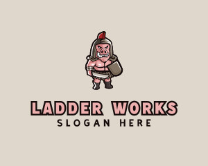 Gladiator Pig Warrior  logo design