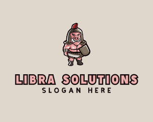 Gladiator Pig Warrior  logo design