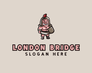 Gladiator Pig Warrior  logo design