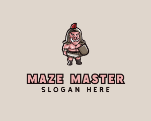 Gladiator Pig Warrior  logo design