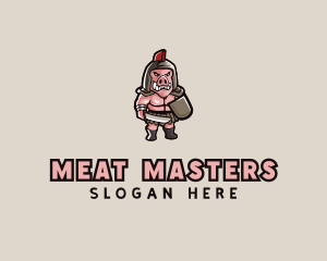 Gladiator Pig Warrior  logo design