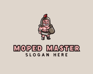 Gladiator Pig Warrior  logo design