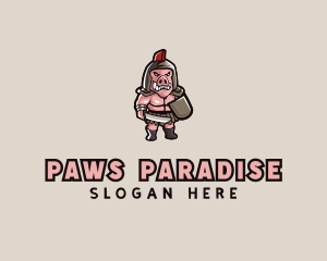 Gladiator Pig Warrior  logo design