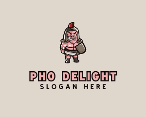 Gladiator Pig Warrior  logo design