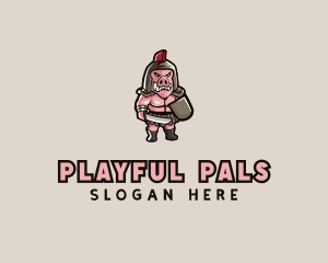 Gladiator Pig Warrior  logo design