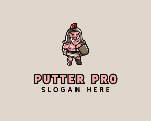 Gladiator Pig Warrior  logo design