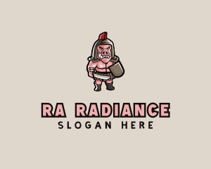 Gladiator Pig Warrior  logo design