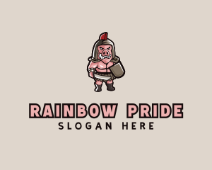 Gladiator Pig Warrior  logo design