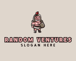 Gladiator Pig Warrior  logo design