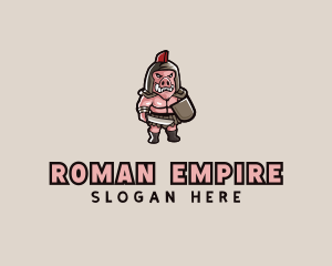 Roman - Gladiator Pig Warrior logo design