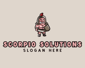 Gladiator Pig Warrior  logo design