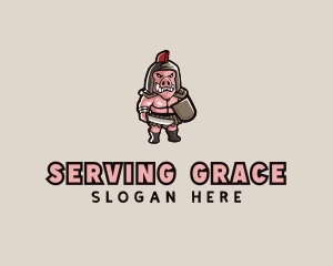 Gladiator Pig Warrior  logo design