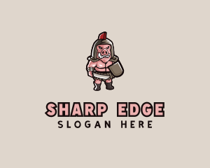 Gladiator Pig Warrior  logo design