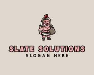 Gladiator Pig Warrior  logo design