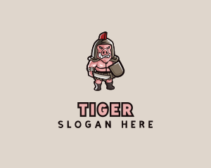 Gladiator Pig Warrior  logo design